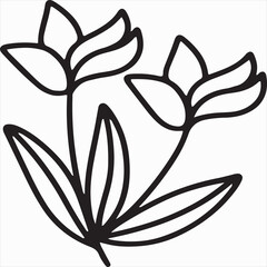 Vector, Image of flower icon, black and white color, with transparent background

