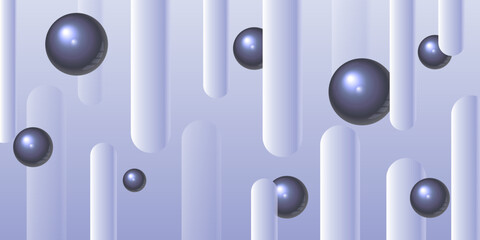 Futuristic science background with glowing low polygonal spheres, atoms or molecules on blue.