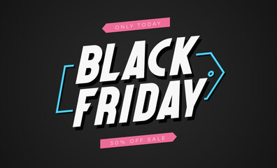 Black friday banner template modern style for mega sale, web site banner, social media publication, promotion, special offer, advertisement, hot price and discount poster. Vector 10 eps