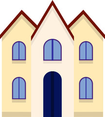 Vector simple drawing of a house. Two-story building. House icon with windows and door for print and web.