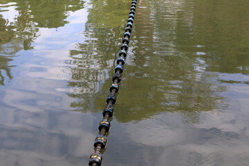 Long hemp rope on the seashore.