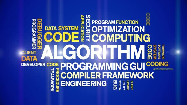 Algorithm animated tag word cloud;text design animation kinetic typography seamless loop.