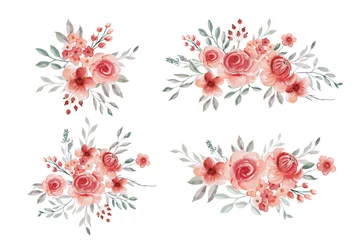 Nahtlose Fototapete Airtex Blumen Sammlung roter Blumenarrangements