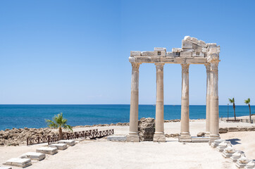 Close up photo of Apollon temple in Side ancient city in Manavgat, Antalya.