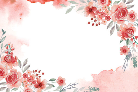 background flower red watercolor with white space