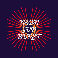 Neon sunburst. Firework explosion, star, rays of light. Vector Illustration10 eps