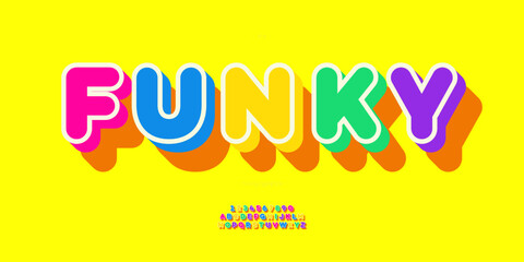 Vector funky font 3d bold style trendy typography cute color for poster, decoration, promotion, book, infographics, motion graphics, video, t shirt, logo, book, animation, banner, game, printing. 10