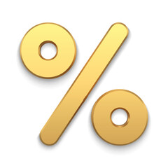 Golden realistic percentage symbol 3d vector illustration