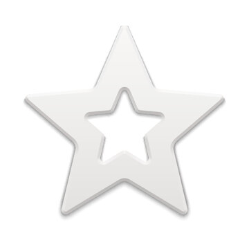 Five pointed white star 3d vector illustration