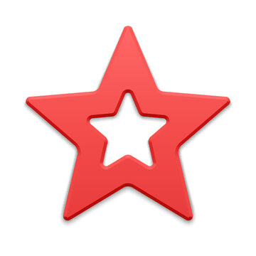 Red realistic five pointed star 3d vector illustration
