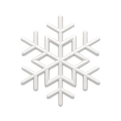 Ornamental white snowflake 3d realistic vector illustration