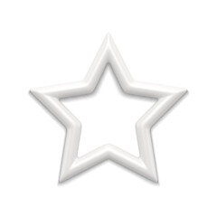 Five pointed white star 3d vector illustration