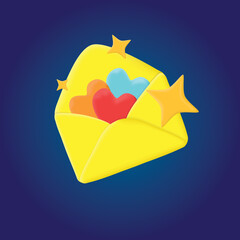 heart with stars love mail illustration