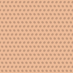 Flat pattern of coffee beans isolated on light brown background. Vector illustration.