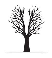 Black naked Tree. Vector outline Illustration.