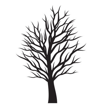 Black naked Tree. Vector outline Illustration.