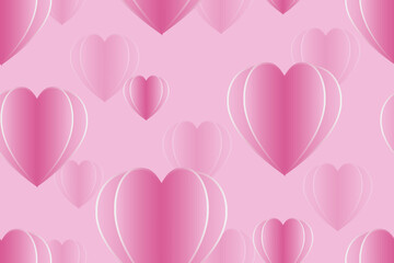 Fototapeta na wymiar Cute pink love heart balloon paper valentine pattern