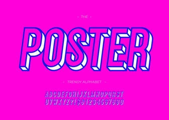 Fototapeta premium Vector bold poster alphabet modern typography sans serif 3d style for book, promotion, poster, decoration, t shirt, sale banner, printing on fabric. Cool font. Trendy typeface. 10 eps