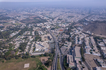Aerial view of La Molina district in Lima.
