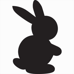 Vector, Image of rabbit silhouette icon, black and white color, transparent background