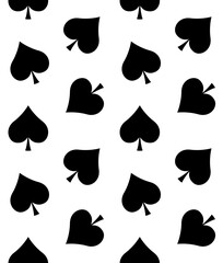 Vector seamless pattern of flat peak spades card sign isolated on white background