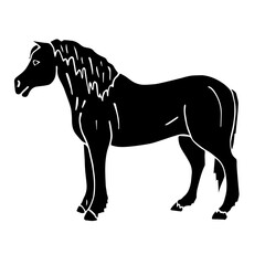 Vector hand drawn doodle sketch black draft horse isolated on white background
