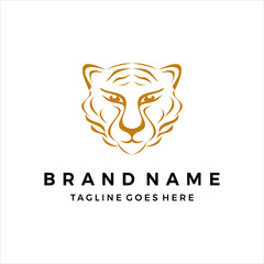 Hand draw tiger logo design vector template