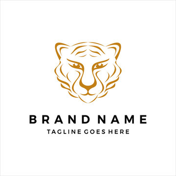 Hand draw tiger logo design vector template