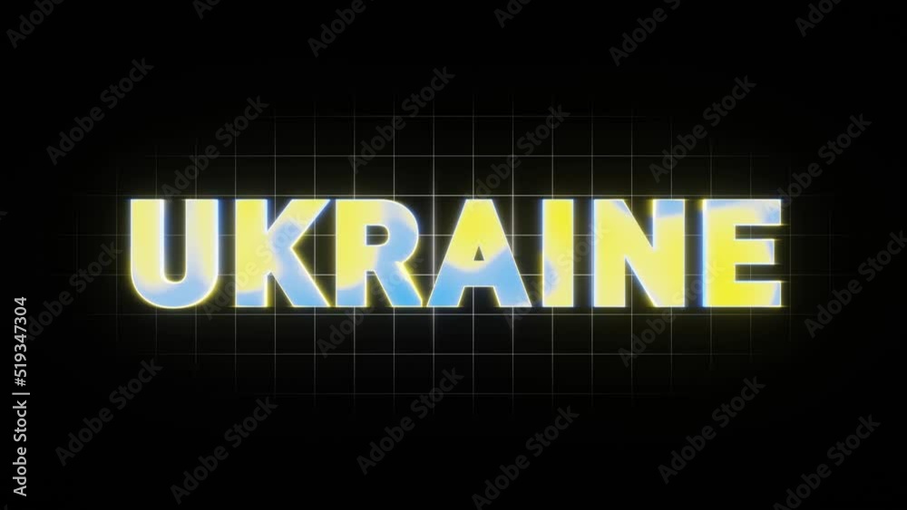 Aufkleber Beautiful Abstract background words UKRAINE with blue and yellow light on a black.  3d rendering illustration Background pattern for design. Loops video.	
