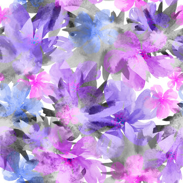 Abstract watercolor floral seamless pattern
