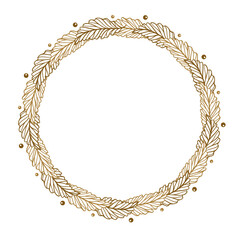 Vector round laurel leaves wreath. Elegant graphic frame.