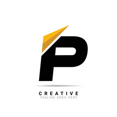 Initial P logo letter alphabet with a paper airplane. Creative P letter logo for company brand identity, travel, logistic, business logo template