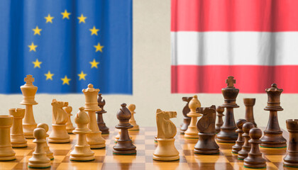 Concept with chess pieces - European Union and Austria