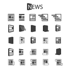 Newspaper black logo set isolated on white background. Vector Illustration