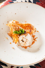 strudel with apple and ice cream
