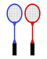 Two badminton rackets red and blue vector illustration.