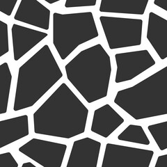 Abstract mosaic black and white seamless pattern. Seamless texture of stones of different shapes.