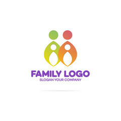 Family logo consisting of simple figures dad, mom and two children used for family medicine practice, friendship, people, team, group logo. Vector Illustration