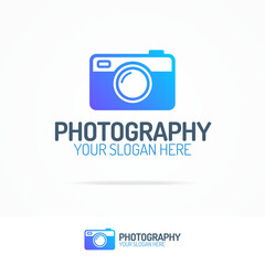 Photography logo set with colorful photocamera modern style for use photostudio, photoalbum, photoschool, photoeducation, photolaboratory, food photo; wedding and etc. Vector Illustration