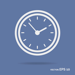 Clock outline icon white color isolated on cyan background. Vector Illustration