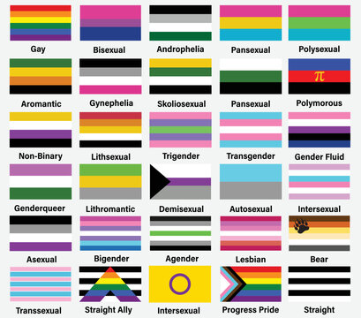 30 LGBTQ Flags Vector illustration