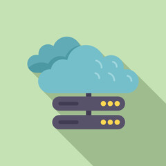 Cloud data icon flat vector. Crm database