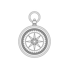 Compass Outline Icon Illustration on White Background