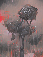 roses with drops in the rain	