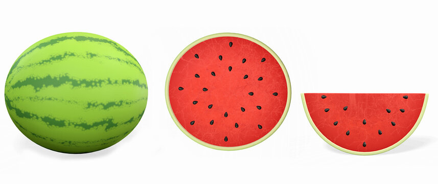 The watermelon set in various shapes 3d-rendering