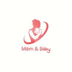 mother and baby logo vector illustration with colorful design modern