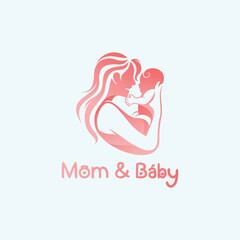 mother and baby logo vector illustration with colorful design modern