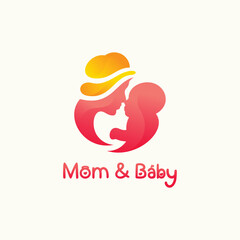 mother and baby logo vector illustration with colorful design modern