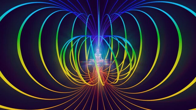 looped 3d animation torsion field of a person in motion