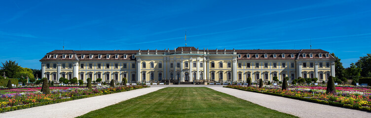 The 18th century Baroque Residenzschloss Ludwigsburg, inspired by Versailles Palace. View of the new main building from the south. Baden Wuerttemberg, Germany, Europe